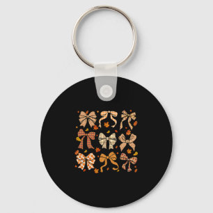 Fall Coquette Bow Fall Pumpkin Thanksgiving Women Key Ring