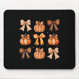 Fall Coquette Bow Leopard Print Pumpkin Thanksgivi Mouse Pad