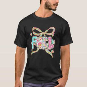 Fall Coquette Bow Pumpkin Thanksgiving Autumn Leav T-Shirt