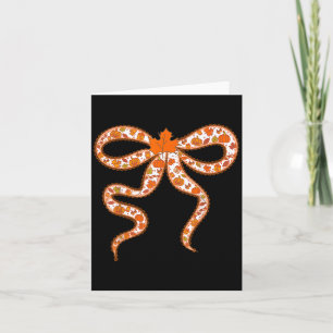 Fall Coquette Lace Bow Leaves Pumpkin Thanksgiving Card