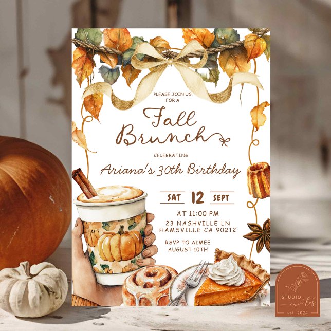 fall coquette pumpkin brunch birthday party  invitation (Creator Uploaded)
