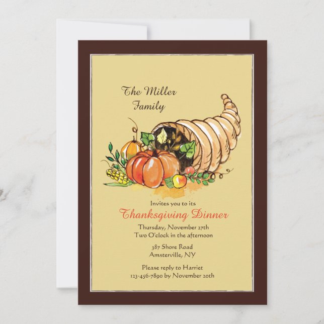 Fall Cornucopia Invitation (Front)