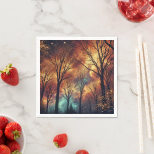 Fall Cosmic Twilight Forest Découpage Napkins