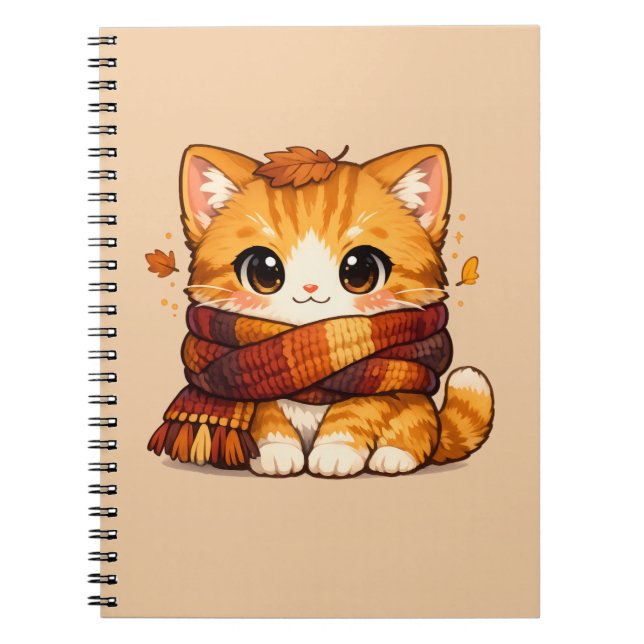 Fall Cosy Scarf Kitty – Autumn Notebook (Front)