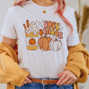 Fall Cosy Season Pumpkin Spice Drink and Pumpkins Tri-Blend Shirt