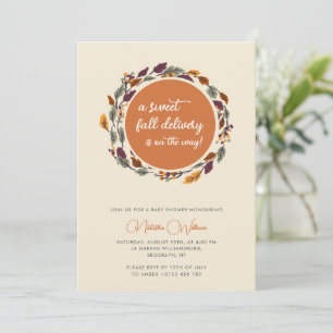 Fall Cottage core Boho Leaves Baby Shower  Invitation