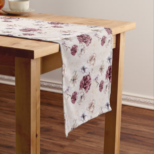 Fall Cottage Farmhouse Thanksgiving Floral Gold Medium Table Runner