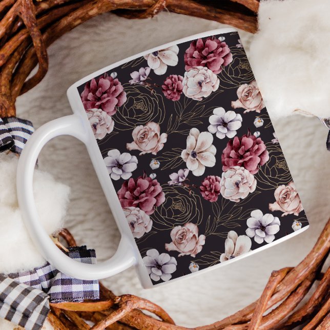 Fall Cottage Farmhouse Thanksgiving Purple Gold Coffee Mug (Creator Uploaded)