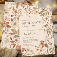 Fall Cottagecore Boho Beige Wildflower Baby Shower