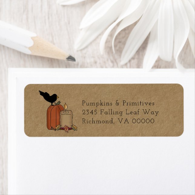 Fall Country Candle and Crow Return Address Label  (Insitu)