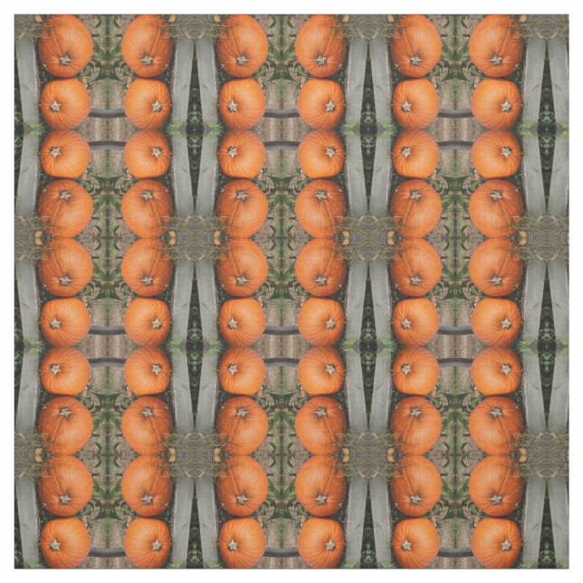 Fall Country Pumpkins Pattern Fabric (Swatch)