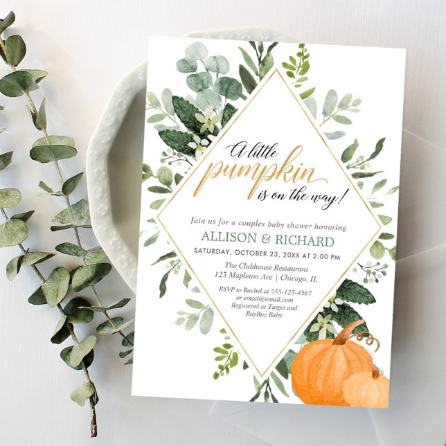 Fall couples baby shower, gender neutral pumpkin invitation (Creator Uploaded)