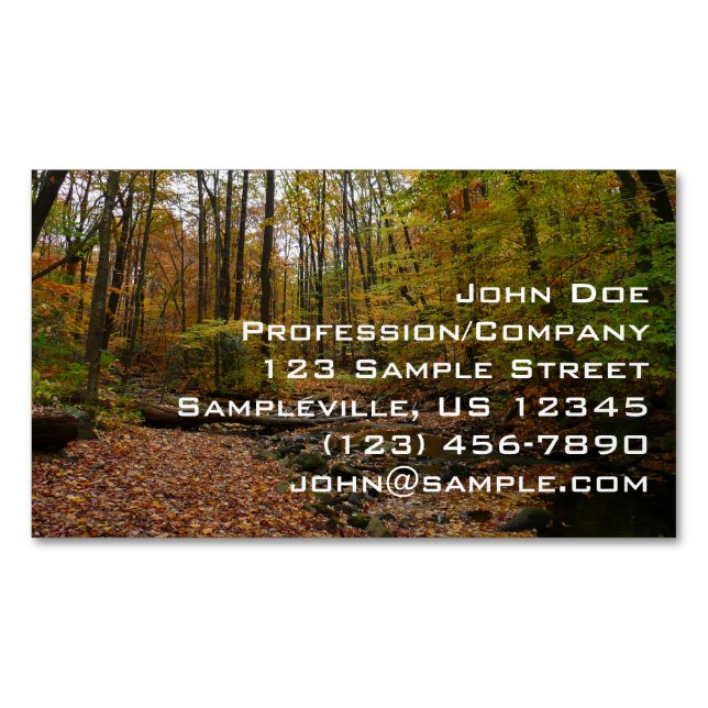 Fall Creek at Laurel Hill State Park Pennsylvania Magnetic Business Card (Front)