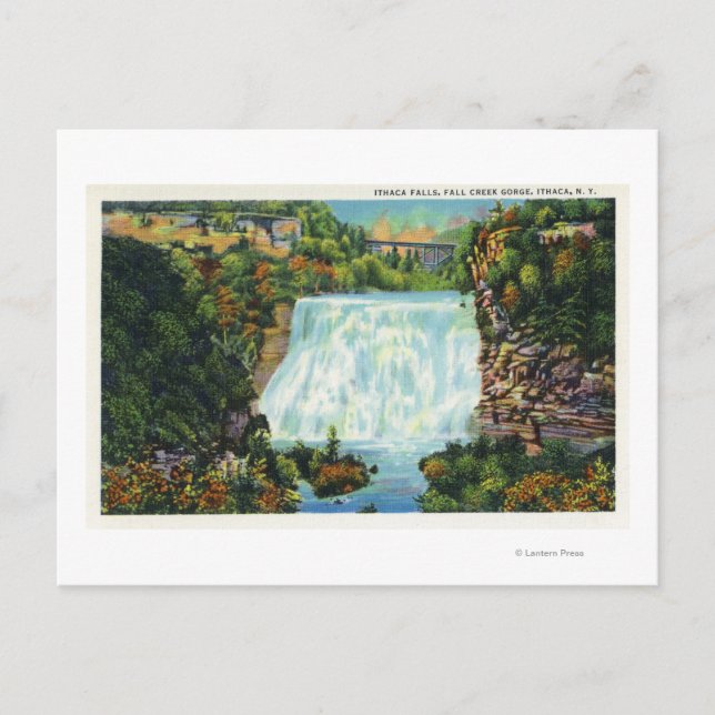 Fall Creek Gorge View, Ithaca Falls Scene Postcard (Front)
