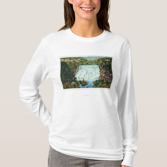 Fall Creek Gorge View, Ithaca Falls Scene T-Shirt (Front)