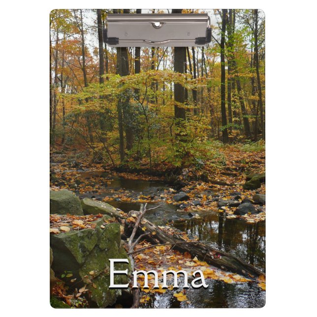 Fall Creek with Reflection at Laurel Hill Park Clipboard (Front)