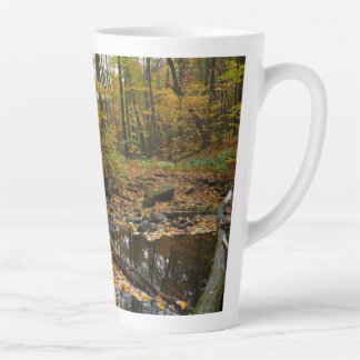 Fall Creek with Reflection at Laurel Hill Park Latte Mug