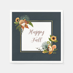 Fall critters and nature with customisable text napkin