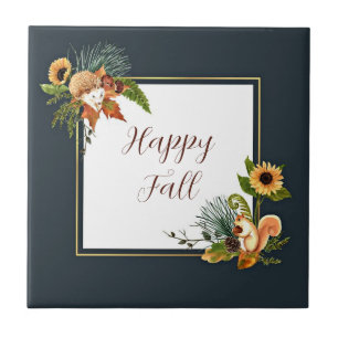 Fall critters and nature with customisable text tile