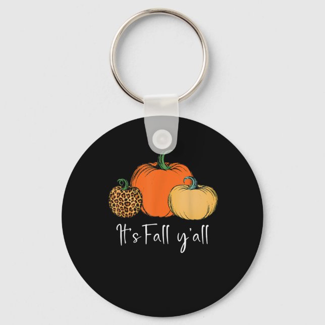 Fall Cute Halloween Pumpkin Thanksgiving It’s Fall Key Ring (Front)