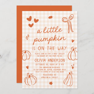Fall Cute Hand Drawn A Little Pumpkin Baby Shower Invitation