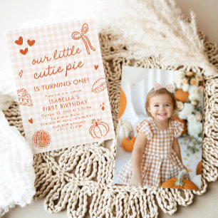 Fall Cute Hand Drawn Our Little Cutie Pie Birthday Invitation