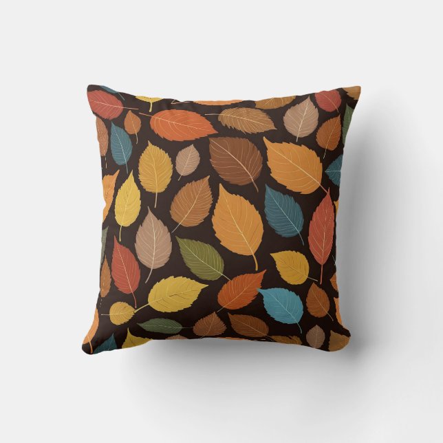Fall Cute Yellow Brown Watercolor Foliage Autumn Cushion (Back)