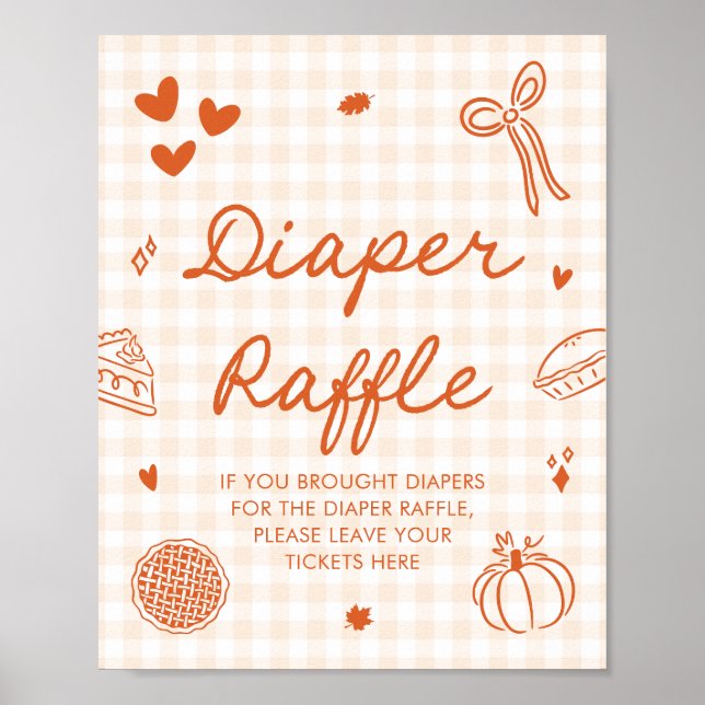 Fall Cutie Pie Baby Shower Diaper Raffle Game Poster (Front)