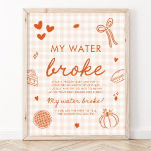 Fall Cutie Pie My Water Broke Baby Shower Game Poster