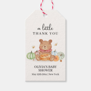 Fall Cutie Pumpkin Pie Teddy Bear Baby Shower  Gift Tags