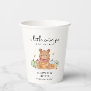 Fall Cutie Pumpkin Pie Teddy Bear Baby Shower  Paper Cups