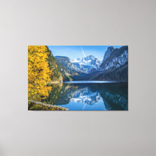 Fall Dachstein Mountain Reflecting in Gosausee Lak Canvas Print