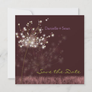 Fall Dandelions Burgundy Wedding Save the Date