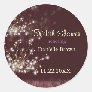 Fall Dandelions Country Bridal Shower Classic Round Sticker