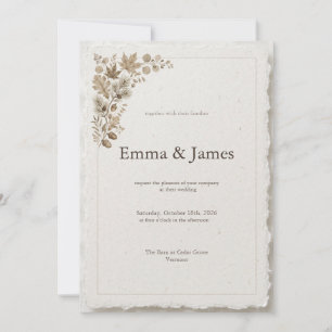 Fall Deckle Edge Wedding Invite - Maple Acorn