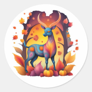Fall Deer Alebrije Classic Round Sticker