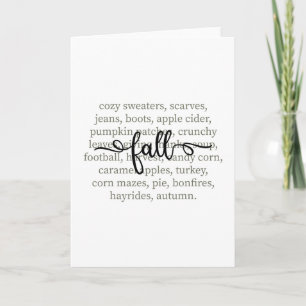 Fall Definition Cozy Autumn Words Thanksgiving Vib Card