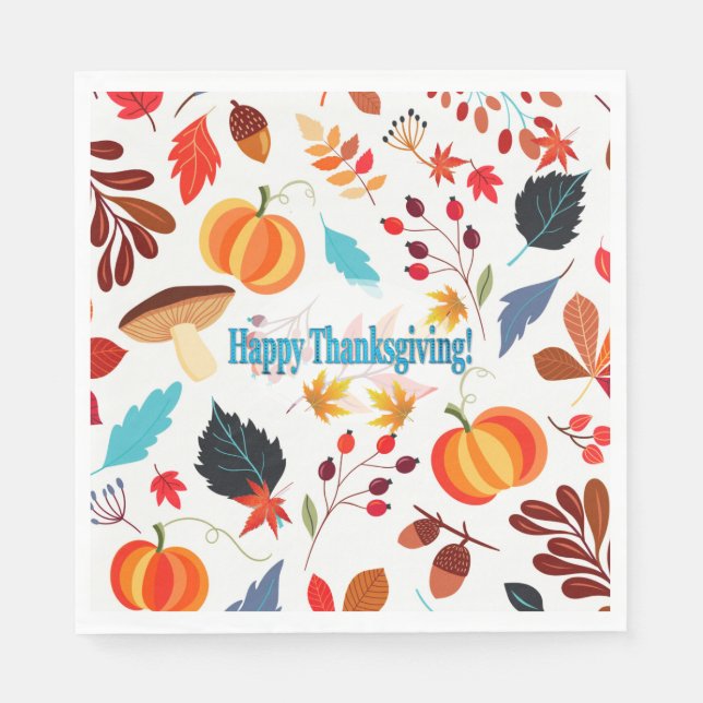 Fall delights Happy Thanksgiving Napkin (Front)