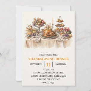 Fall dinner party thanksgiving holiday invitation