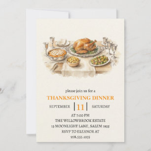 Fall dinner party thanksgiving holiday invitation