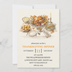 fall dinner party thanksgiving holiday invitation