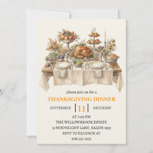 Fall dinner party thanksgiving holiday invitation