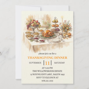Fall dinner party thanksgiving holiday invitation
