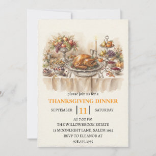 fall dinner party thanksgiving holiday invitation