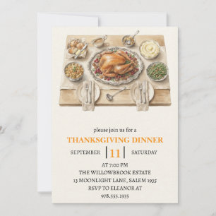 Fall dinner party thanksgiving holiday invitation