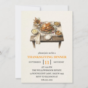 Fall dinner party thanksgiving holiday invitation