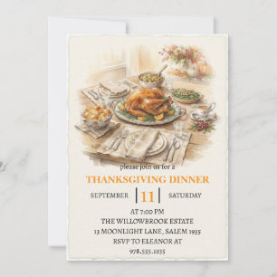 Fall dinner party thanksgiving holiday invitation