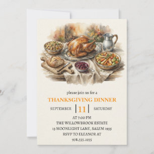 Fall dinner party thanksgiving holiday invitation