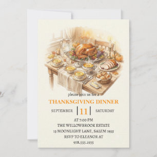 Fall dinner party thanksgiving holiday invitation