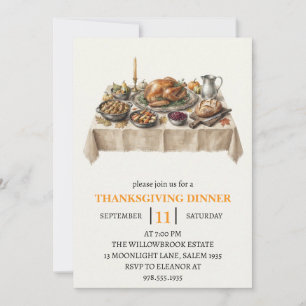 Fall dinner party thanksgiving holiday invitation